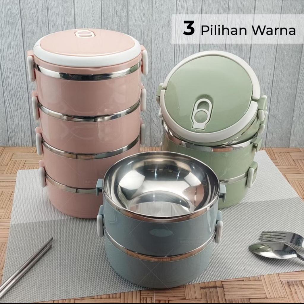 Jual Rantang lunch box 4 susun polos Stainless elegan tempat bekel ...