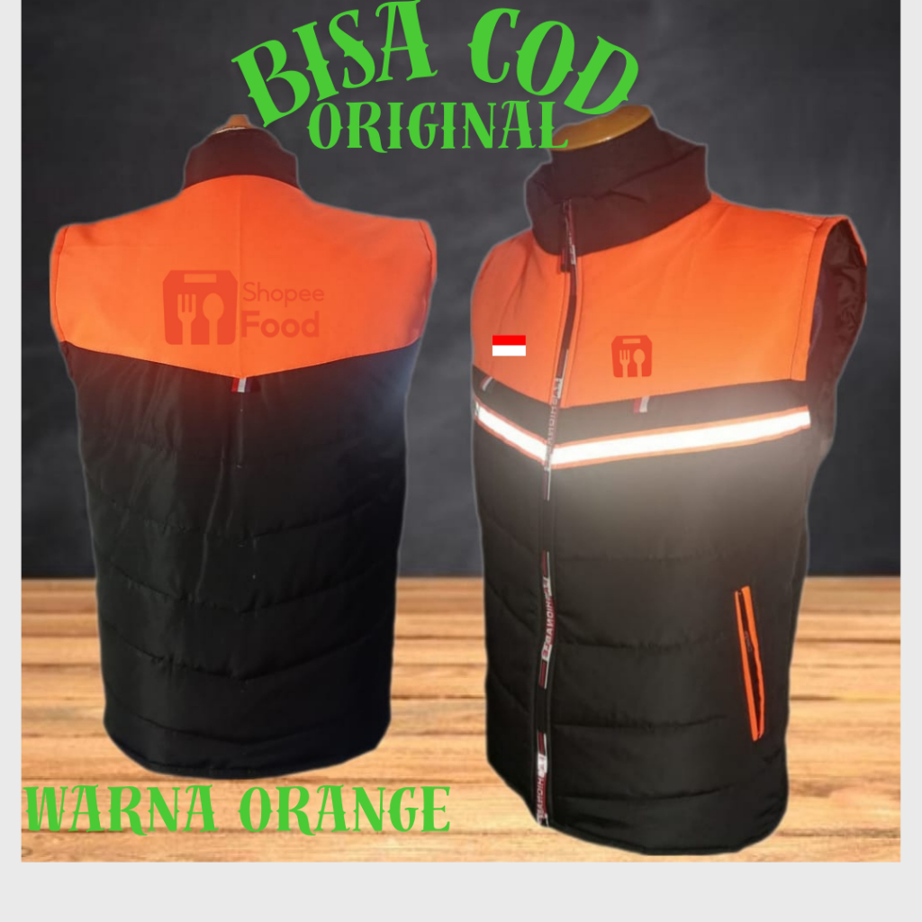 Jual Rompi Motor Anti Angin Shopee Jaket Rompi Driver Shope Food bisa ...