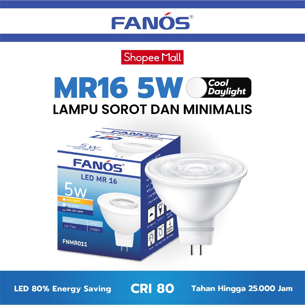 Jual FANOS Mr16/Spot Light Lampu Led 5 Watt (CDL) | Shopee Indonesia