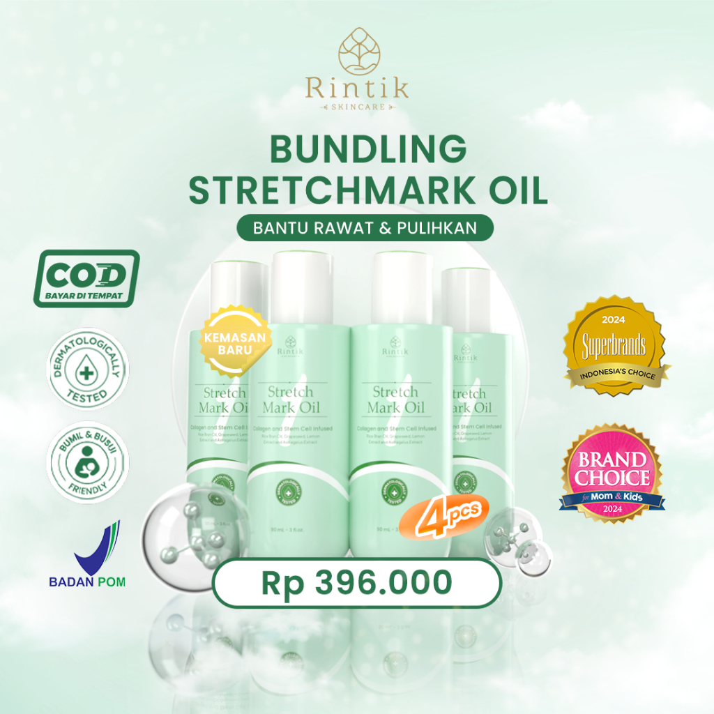 Jual Paket Bundling Rintik Skincare Stretch Mark Oil (4pcs) - Pemudar ...