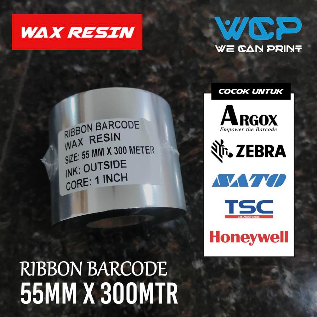 Jual RIBBON WAX RESIN 55X300 METER BARCODE RIBBON PRINTER LABEL 55 MM X ...