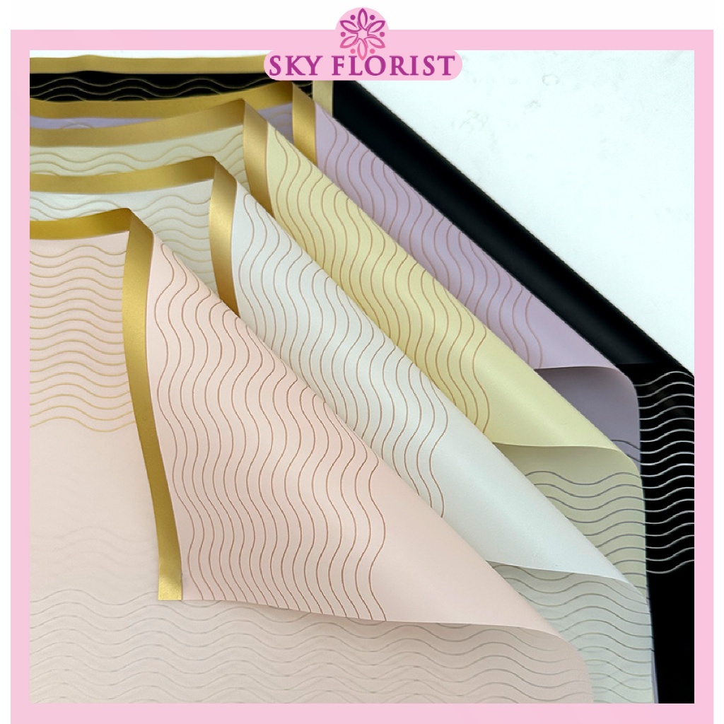 Jual SKY 20 Lembar Flower Wrapping Paper Varian List Gold Kertas Buket ...