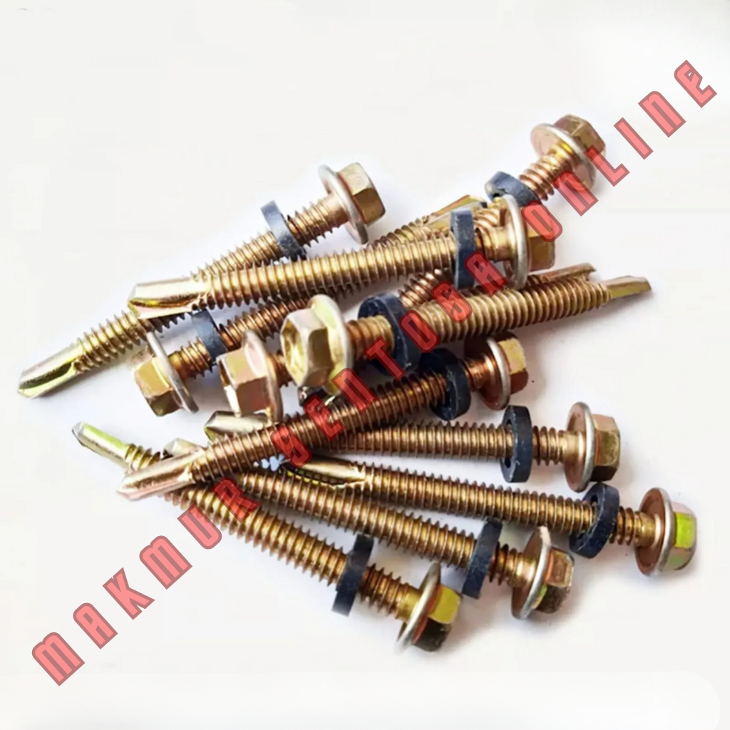 Jual Baut Roofing 5cm / Baut Baja Ringan 12x50 / Self Drilling Screws ...