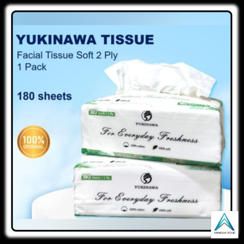 Jual Tisu Wajah Yukinawa 180 Sheets - Tisu Halus Lembut & Tebal | Tisu ...