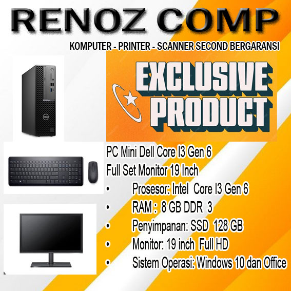 Jual MINI PC FULL SET CORE I3 GEN 6 DENGAN MONITOR 19 INCH WIDE RAM 4 ...