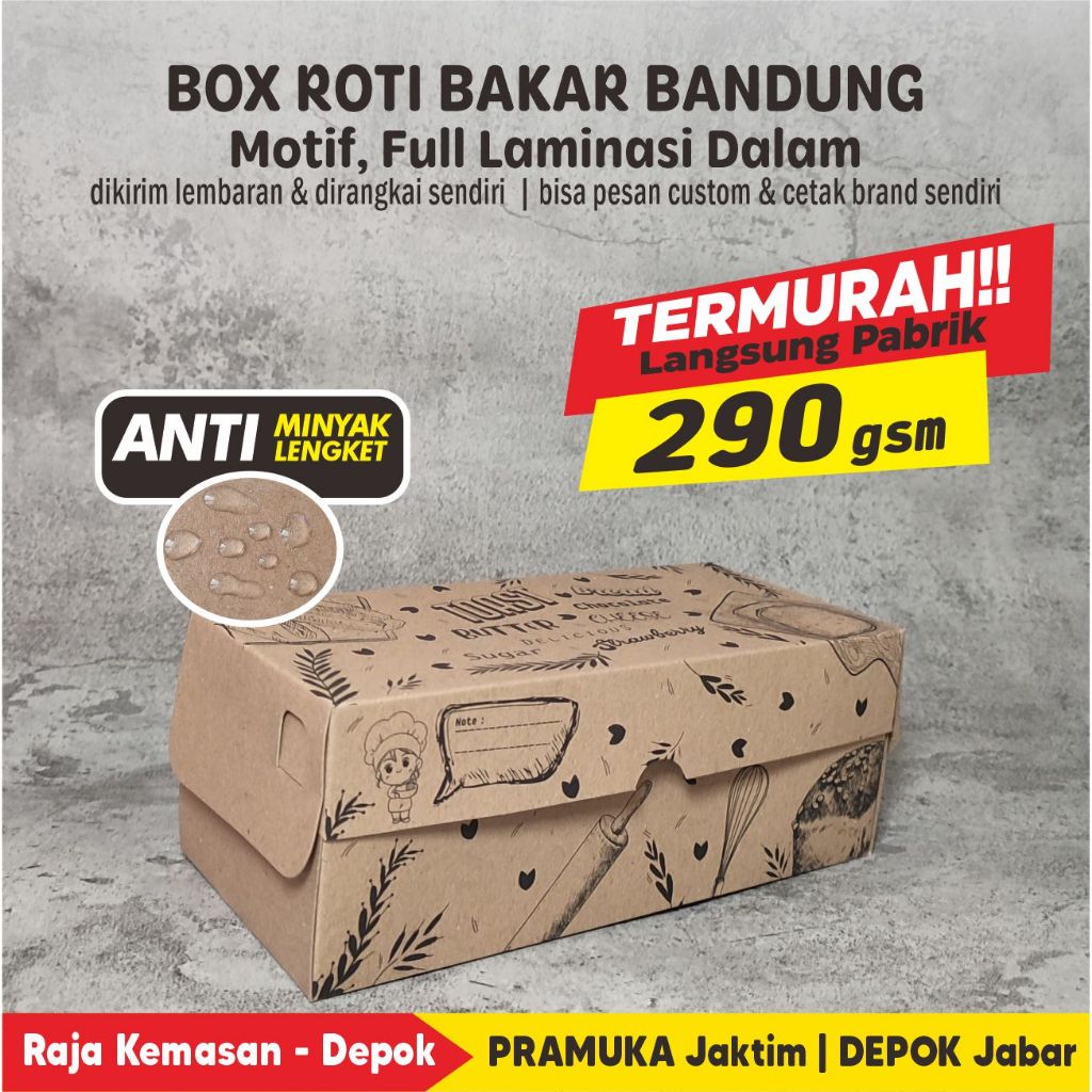 Jual Box Roti Bakar 21x9,5x8 cm Kraft Motif Laminasi | Shopee Indonesia