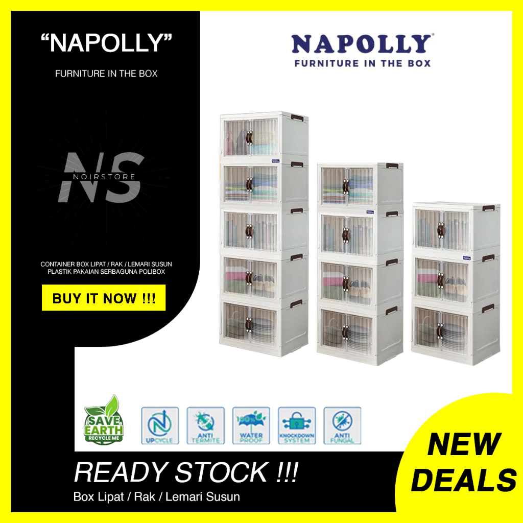Jual [READY STOCK] NAPOLLY CONTAINER BOX LIPAT / RAK / LEMARI SUSUN ...