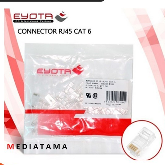 Jual KONEKTOR RJ45 CAT6 CAT 5 CAT5 CAT 6 EYOTA ISI 50 PCS CONECTOR RJ45 ...
