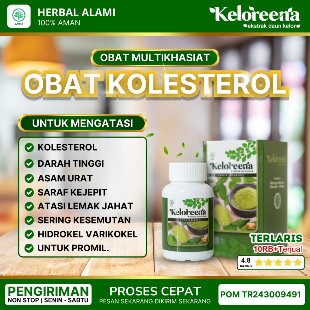 Obat Kolesterol, Kolesterol Tinggi, Penurun Kolesterol, Darah Tinggi Dan Asam Urat, Penurun Kadar Kolesterol, Hipertensi, Syaraf Kejepit Sakit Pinggang, Sakit Leher Belakang, Nyeri Sendi - Atasi Dengan Keloreena Kapsul Herbal Ekstrak Daun Binahong Alami