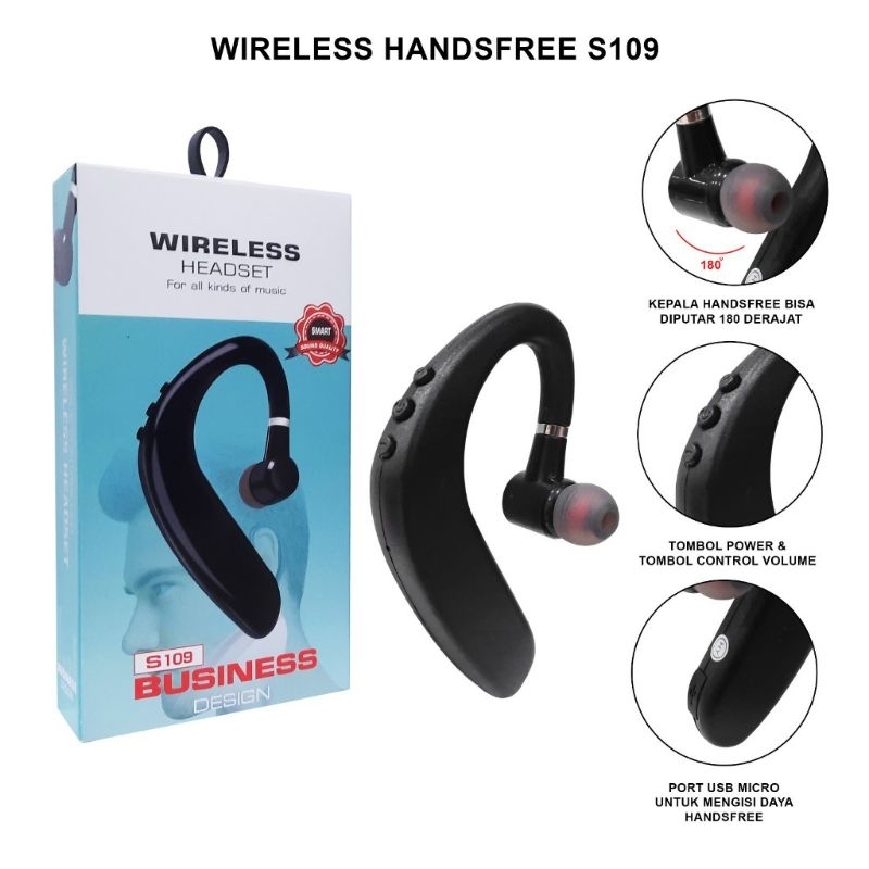 Wireless Earphone Bluetooth Handsfree Earpiece Wireless Headset