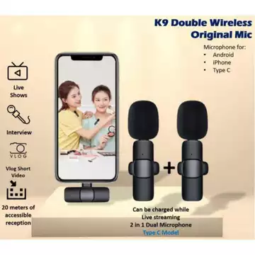 Microphone Wireless Clip On Vlog K9 2 Mic Portable (Jaya Acc)