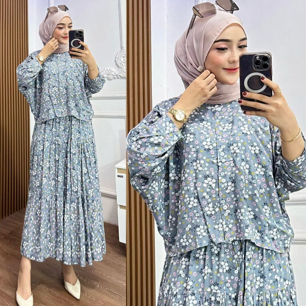 Jual Vina - Setelan Rok Rayon Motif | Shopee Indonesia