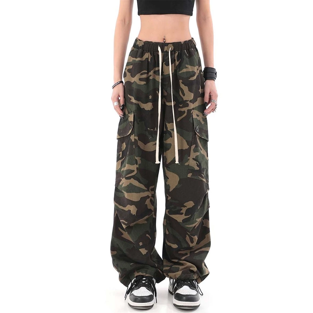 Celana Cargo Panjang Wanita Camo