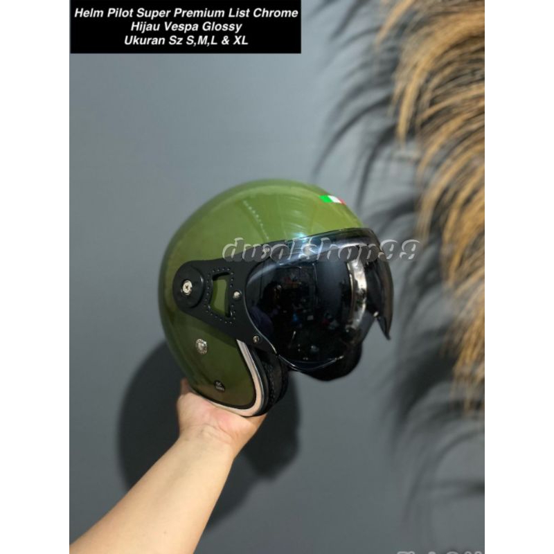 Jual HELM PILOT SUPER PREMIUM LISTCHROME FREE (packing, sarungan ...