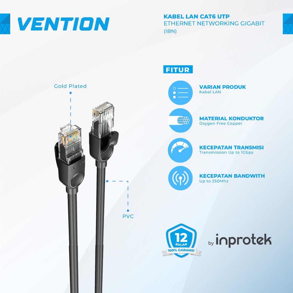 Jual Vention Kabel Ethernet CAT 6 RJ45 Gigabit LAN Network UTP IBN ...