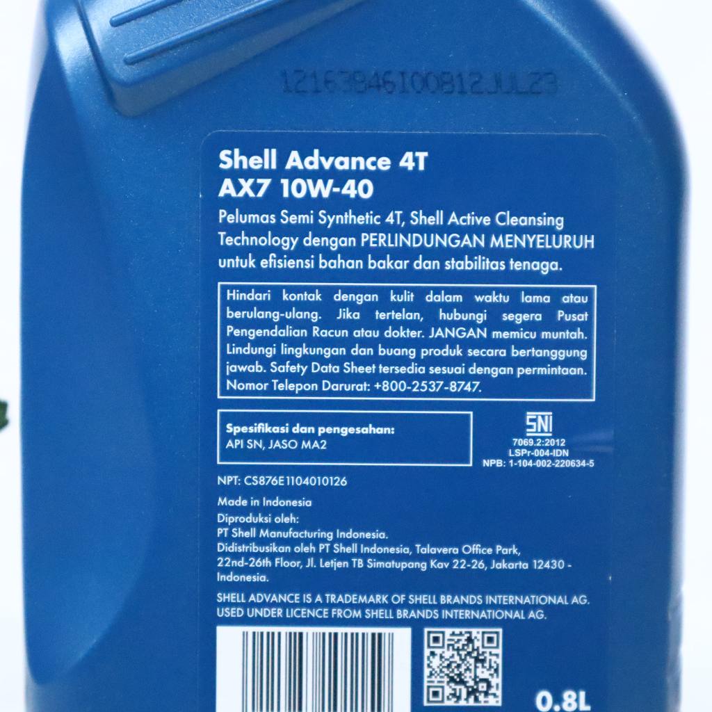 Jual Shell Advance AX7 4T SAE 10W-40 800ml API SN JASO MA2 Oli Motor ...