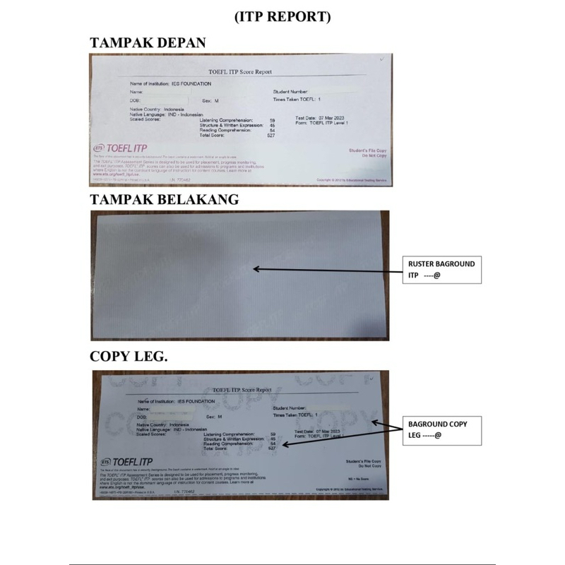 Jual ITP SCORING REPORT TOEFL TERMURAH SERTIFIKAT ITP SCORING REPORT ...