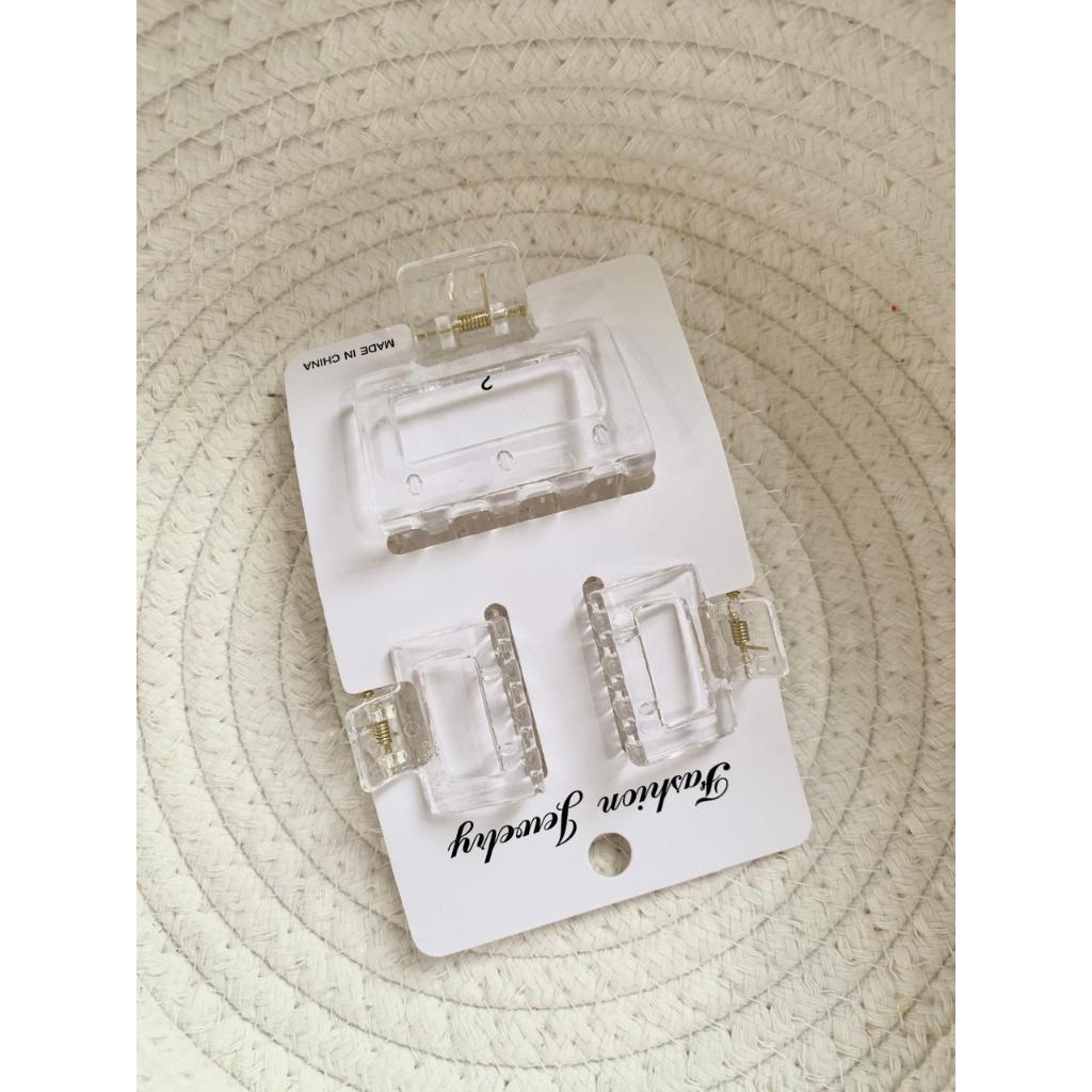 Jual [SET 3] JEPIT RAMBUT BOXY KOTAK TRANSPARAN 5CM&3CM / JEDAI WANITA ...