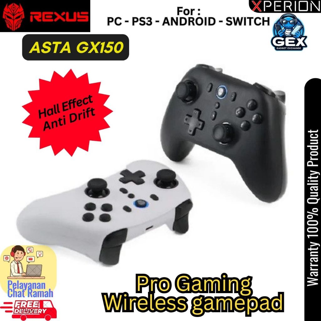 Jual REXUS ASTA GX150 Hall Effect Pro Gaming Wireless Gamepad PC PS3 ...