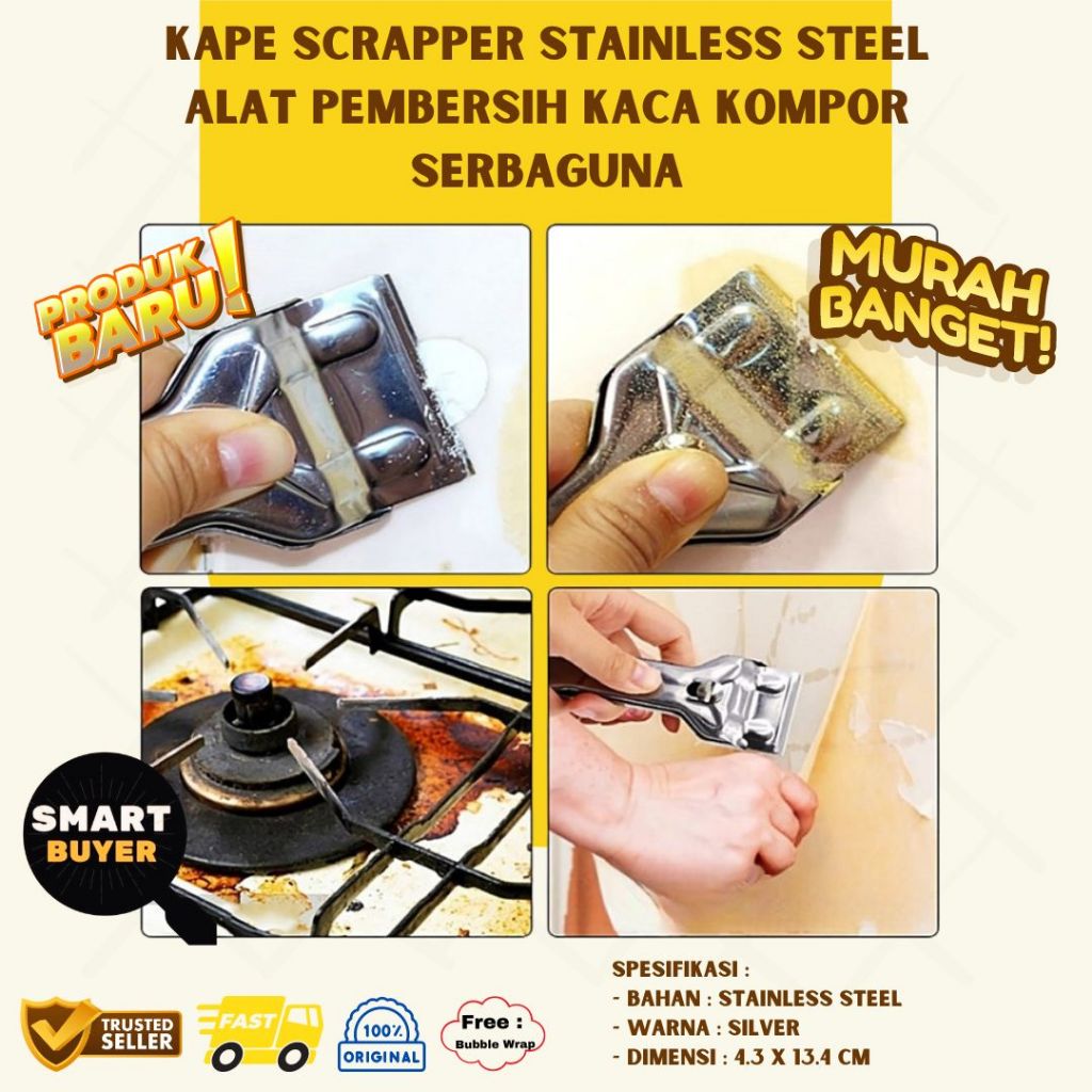 Jual Kape Scrapper Stainless Steel Alat Pembersih Kaca Kompor Serbaguna ...