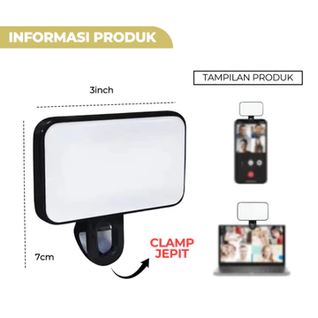 Lampu Jepit Selfie Portable Mini Fill Light Live Streaming Video Call Universal