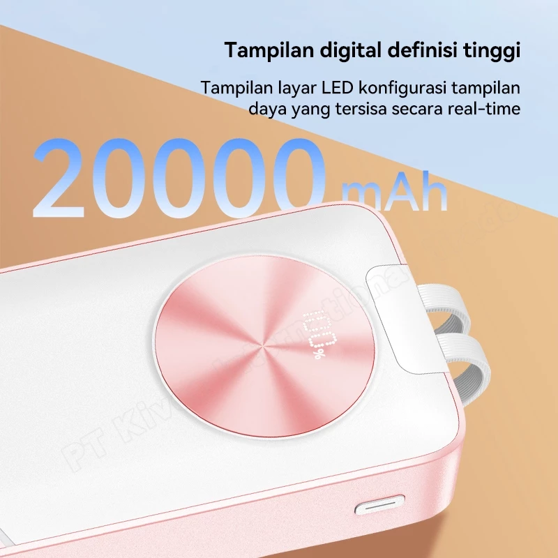 KIVEE Powerbank 20000 mAh with Kabel Data Fast Charging 22.5W LCD Garansi 1 tahun