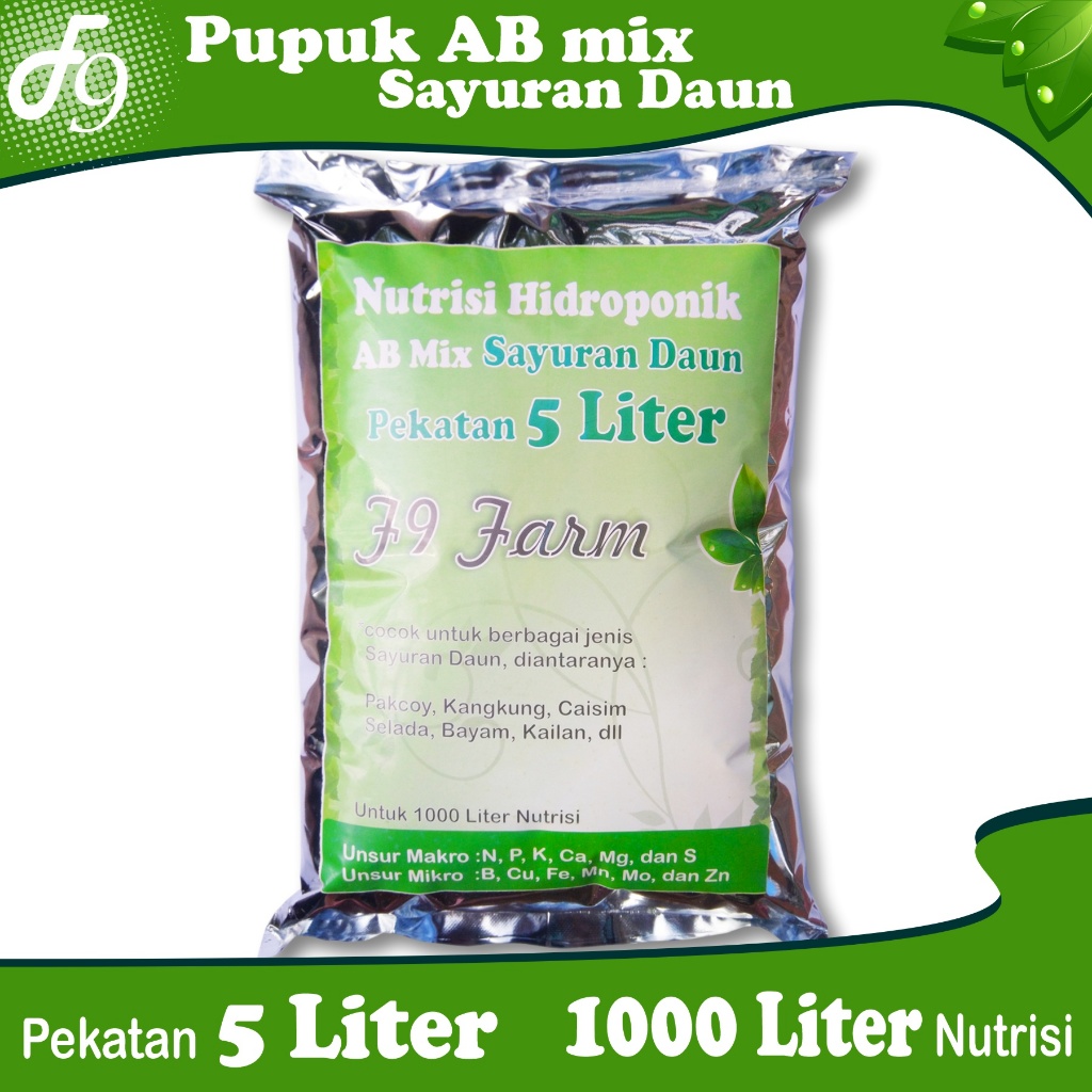 AB mix 5 L Serbuk Pupuk Nutrisi Hidroponik Sayuran Daun 2500 Gram 1000 Liter