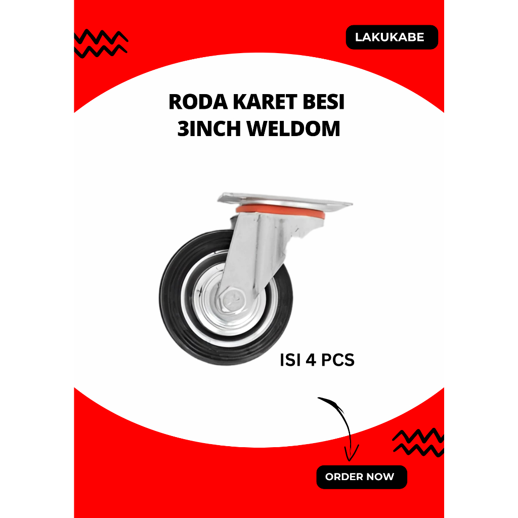 Jual Roda Karet Plat Besi 3 Inch Caster Kastor Gerobak Etalase Troli ...