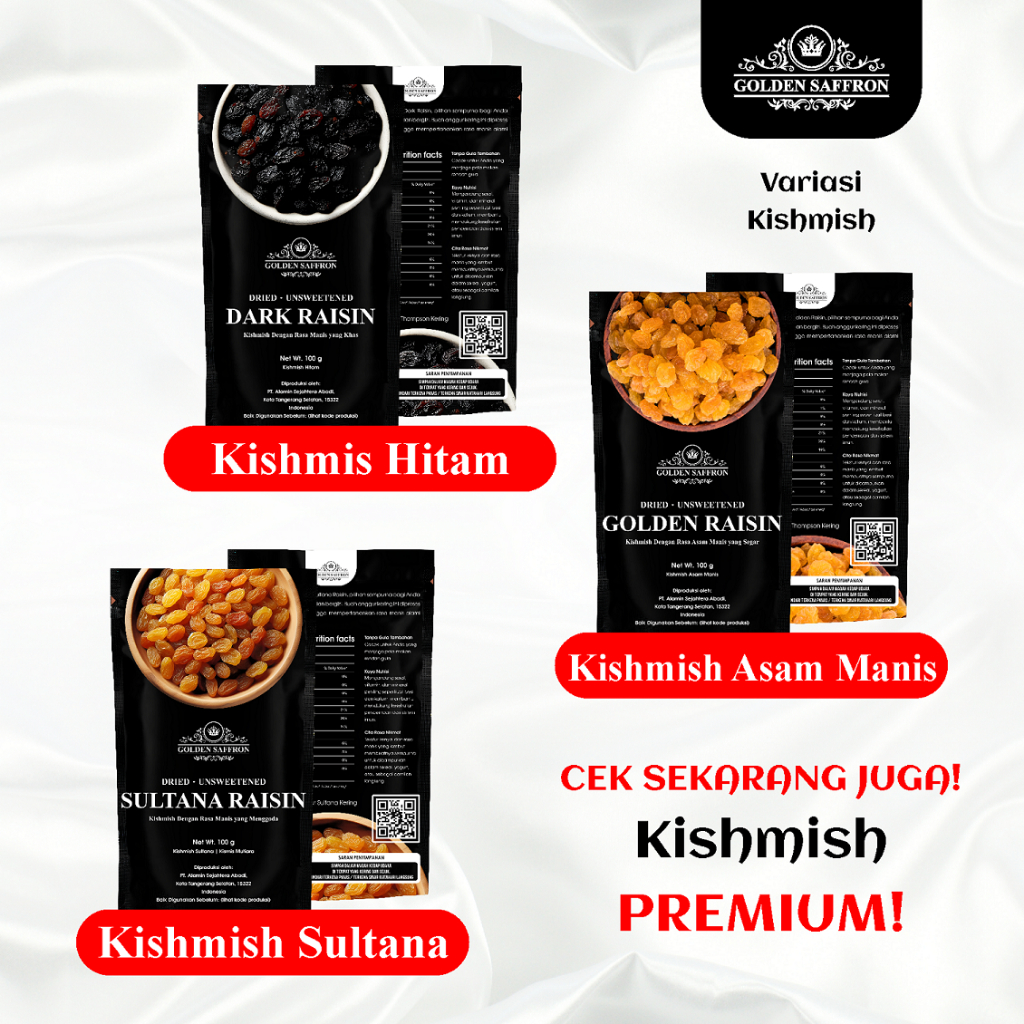 Jual Golden Saffron Raisin Kismis Golden Raisin, Dark Raisin, Sultana ...