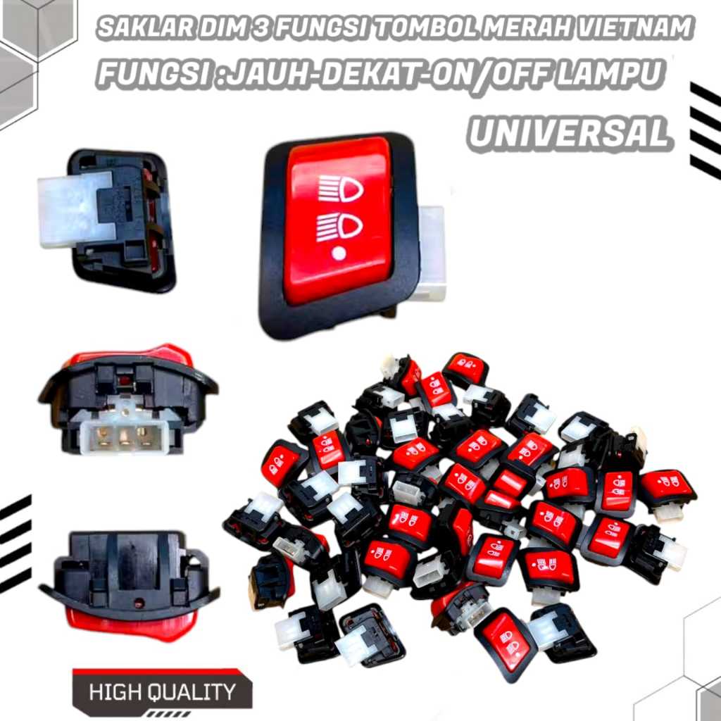 Jual SAKLAR DIM ON OFF PASS BEAM SAKLAR PIW PIW TOMBOL MERAH DAN HITAM ...