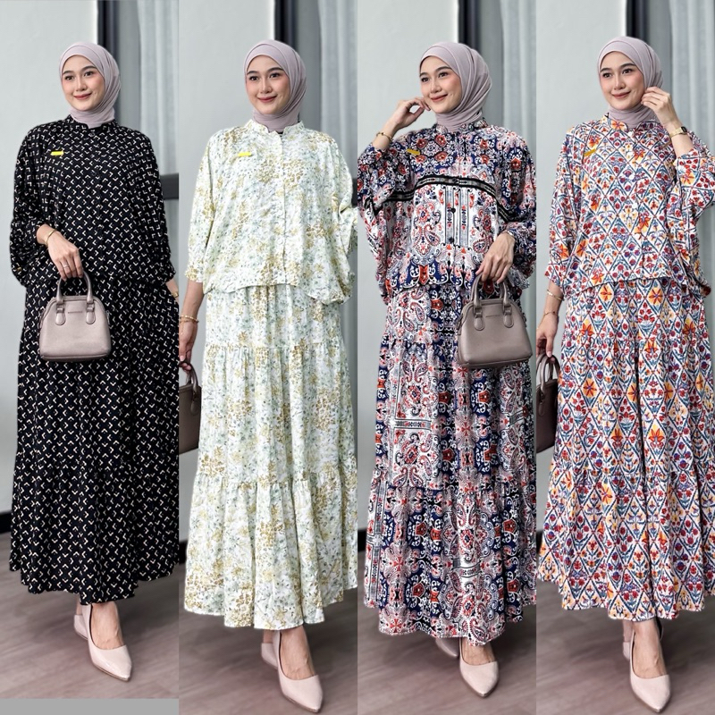 Jual Raisa Set Rok Rayon Premium Oneset Rok Rayon Kekinian Busui Adem ...