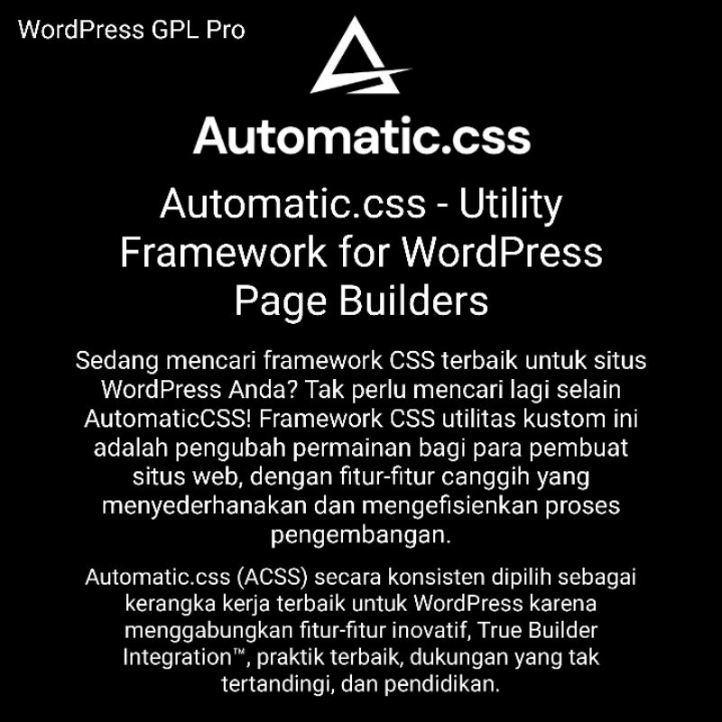 Jual Automatic.css - Utility Framework for WordPress Page Builders ...