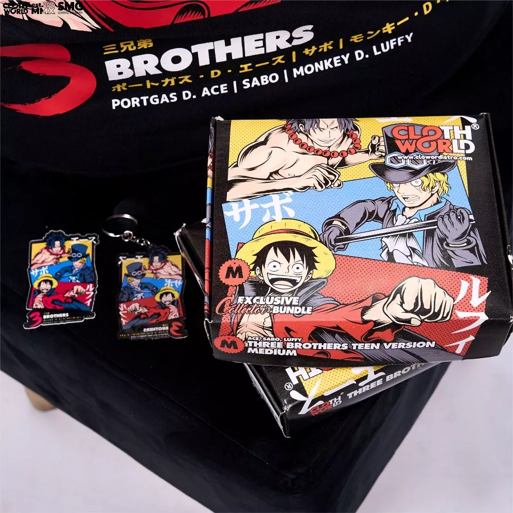 Three Brothers Teen Version Luffy Ace Sabo Strawhat Mugiwara Anime One Piece Kaos 