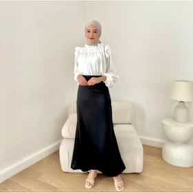Rok Satin Duyung Vintage Pesta Ukuran S XL