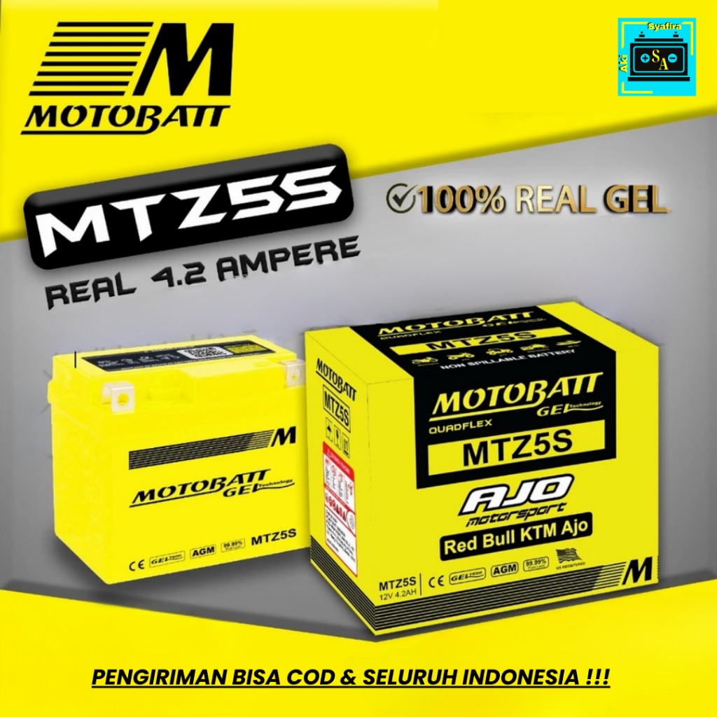 Aki Motor Beat Scoopy Vario 110 Revo Kharisma MOTOBATT MTZ5S GEL 4,2Ah
