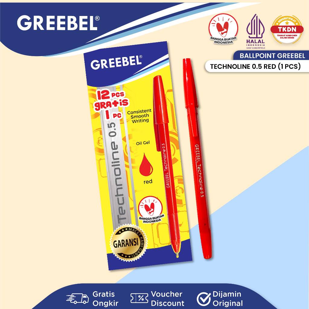 Jual GREEBEL Pulpen Ballpen / Technoline 0.5 Merah (1PCS) / Ballpoint ...