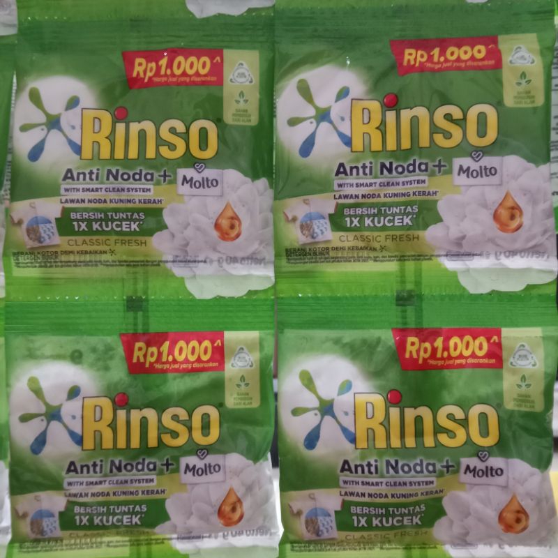 Jual 36 SACHET RINSO BUBUK 1000 CLASSIC FRESH (DETERGEN) | Shopee Indonesia