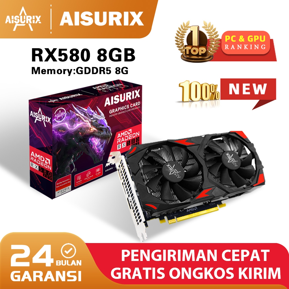 Jual AISURIX VGA RX 580 8GB Radeon AMD VGA RX580 Gaming VGA Card GDDR5 ...