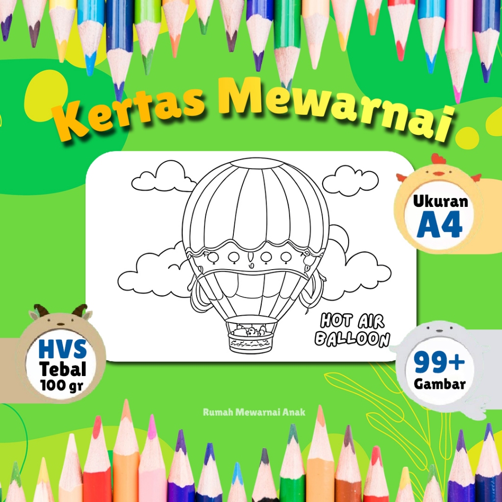 Jual Kertas Mewarnai Untuk Anak Anak Ukuran A4 Untuk TK Dan PAUD Tema