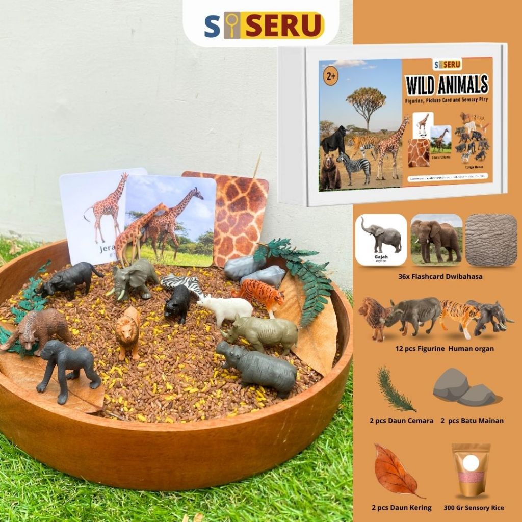 Jual SISERU Wild Animal Sensory Bin [ Paket Set Sensory Play Tema Hewan ...