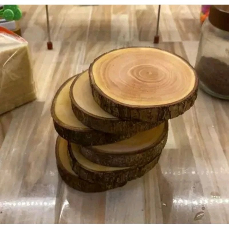 Jual Tatakan Gelas Kayu Natural Wood Coasters / Alas gelas kayu mahoni ...