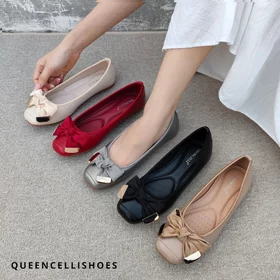 Simoncelli Sepatu Flat Wanita Pita Sepatu Wanita Sepatu Korea Flatshoes Kerja Hitam Sepatu
