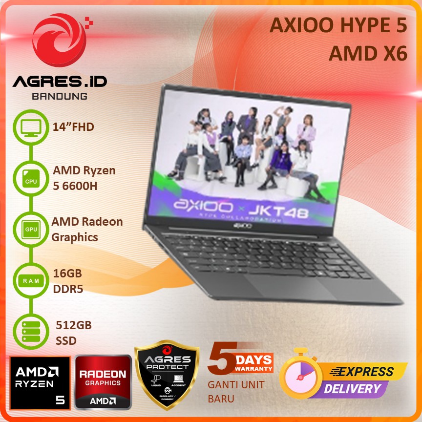 Jual AXIOO HYPE 5 AMD X6 RYZEN 5 6600H 16GB 512GB W11 14