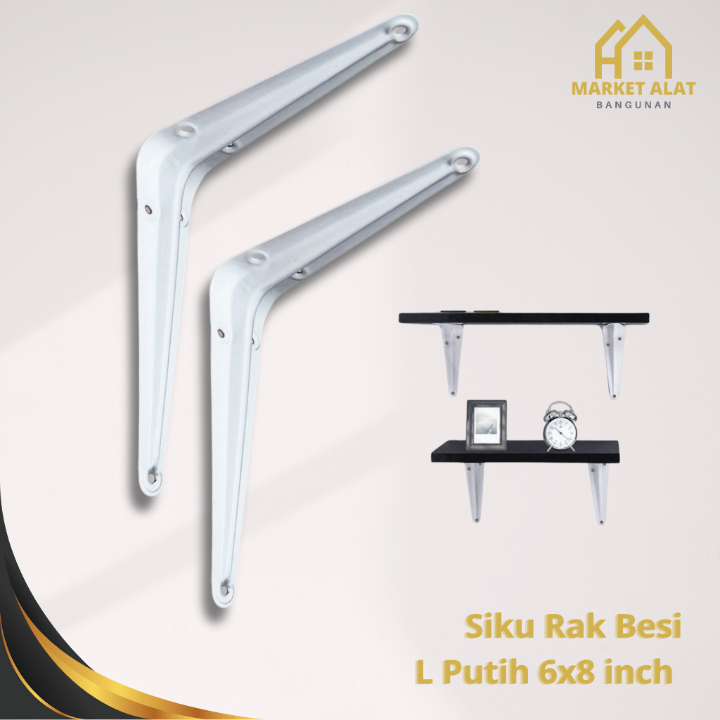 Jual Siku Rak Besi L Putih 6x8 Inci Per Pcs / Sikurak Penyangga Ambalan ...