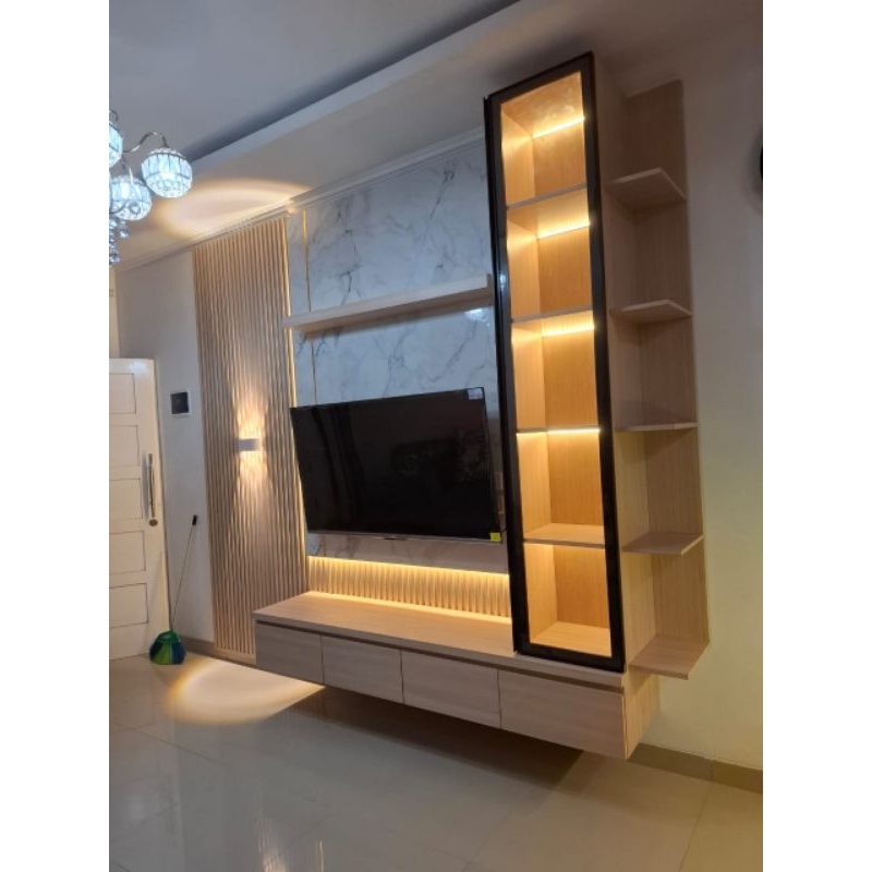 Jual backdrop tv minimalis finishing hpl taco | Shopee Indonesia