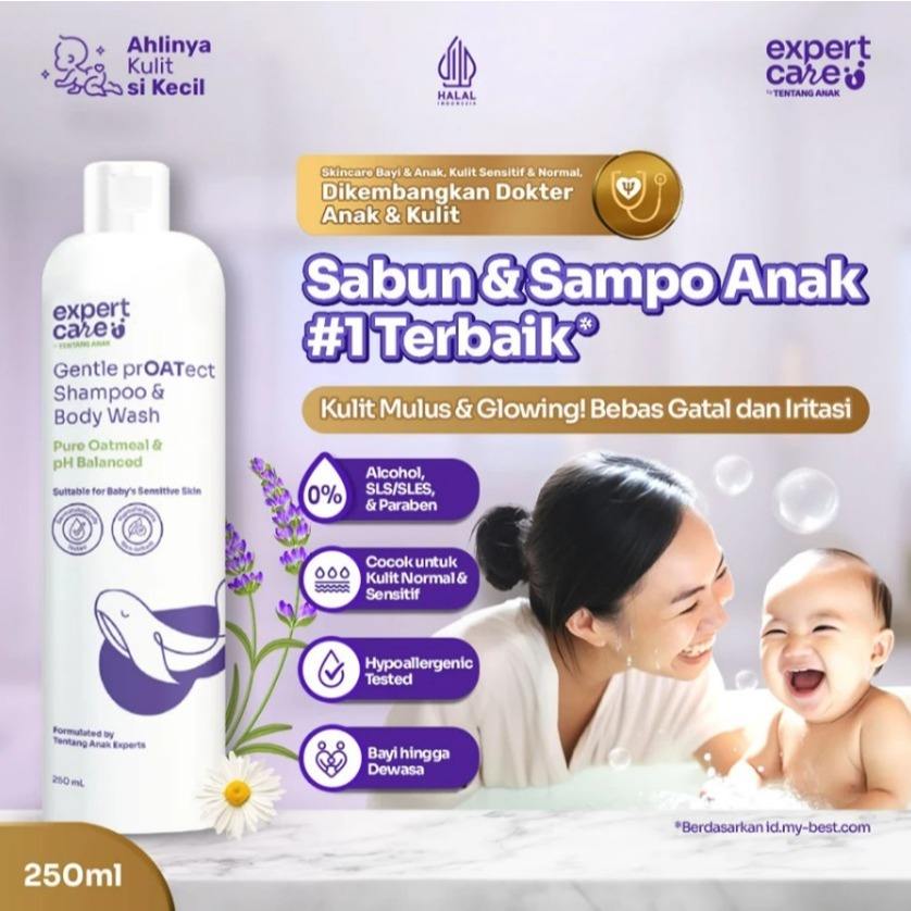 Expert Care 2in1 Body Wash Shampoo with Colloidal Oatmeal Sampo dan  Sabun Bayi Anak Kulit Sensitif 250ml CBKS