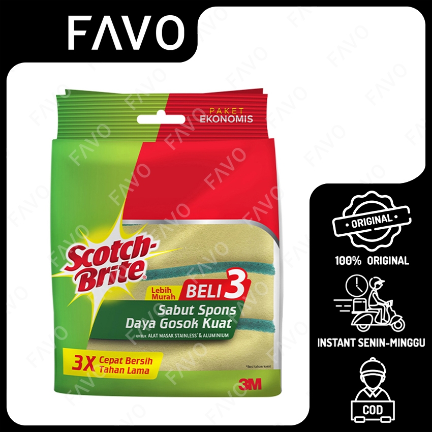 Jual Scotch Brite Sabut Spons Cuci Piring - 3 Pcs | Shopee Indonesia