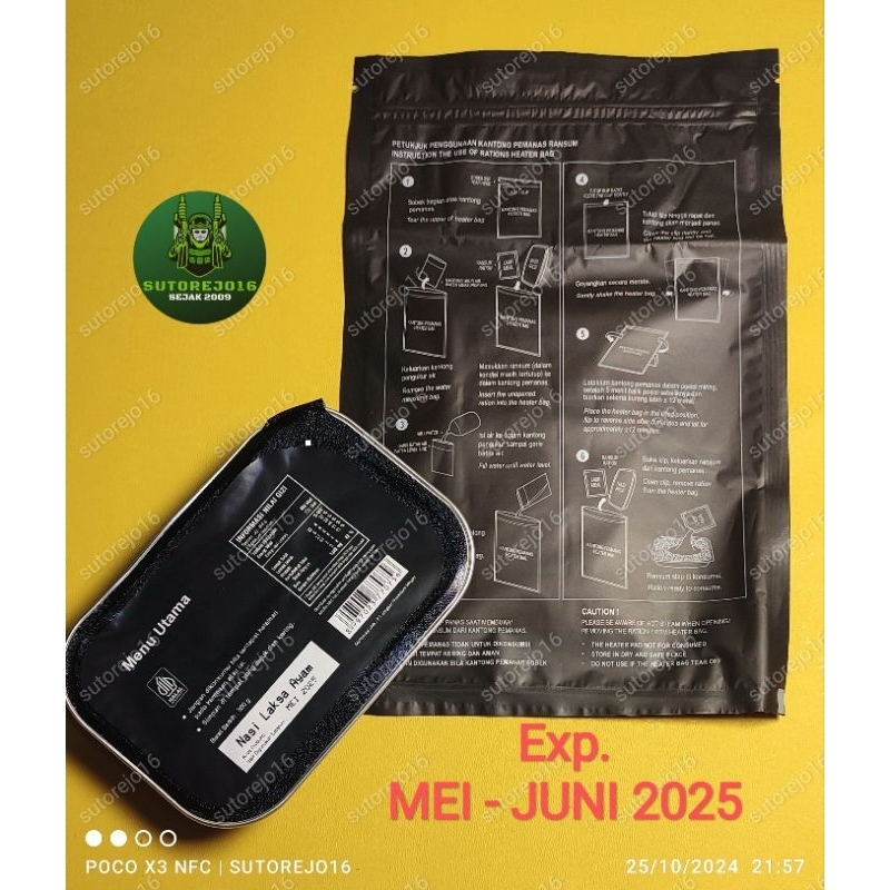Jual naraga ransum nasi tni / makanan darurat mre meal ready to eat tni ...