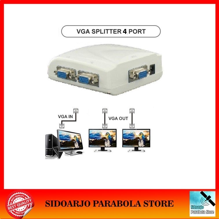Jual Video VGA Splitter 1 Input 4 Output VGA DB15 D Sub 15 Pin 4 Port ...