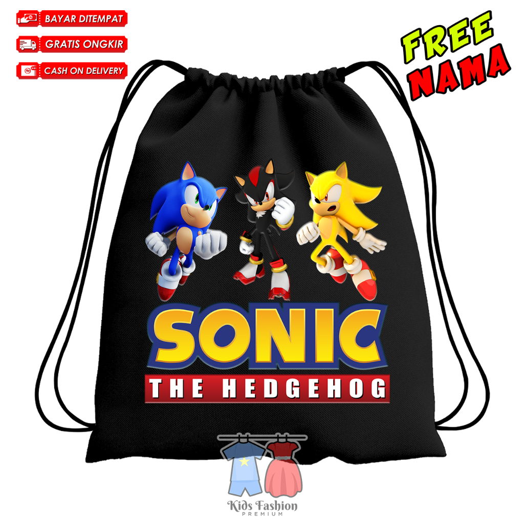 Jual TAS SERUT STRING BAG SONIC THE HEDGEHOG KARAKTER SONIC SILVER ...